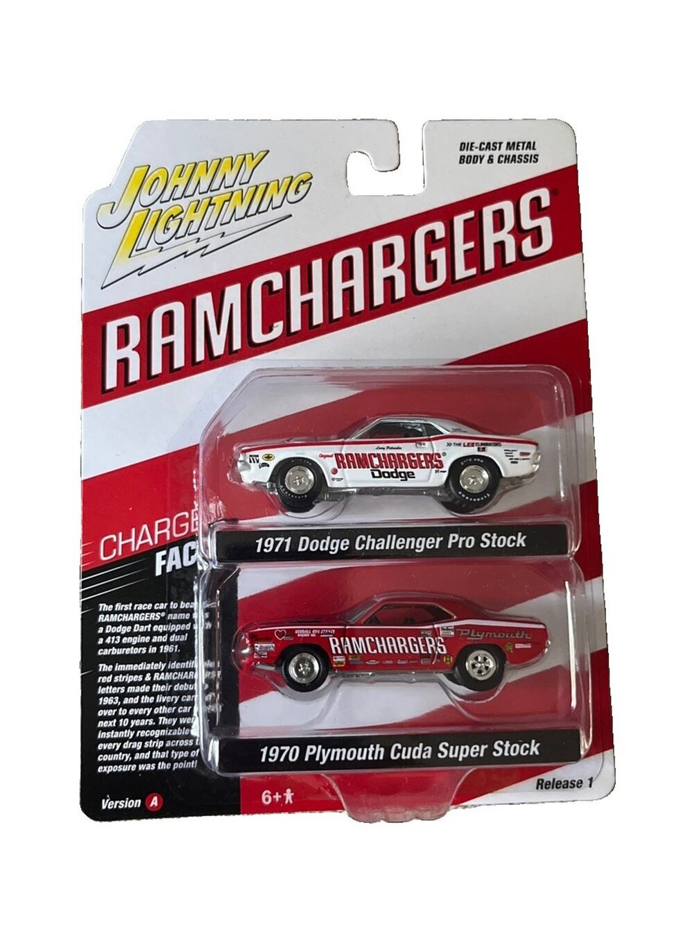 Johnny Lightning Ramchargers 1:64 2-Pack 1970 Cuda & 1971 Challenger Diecast